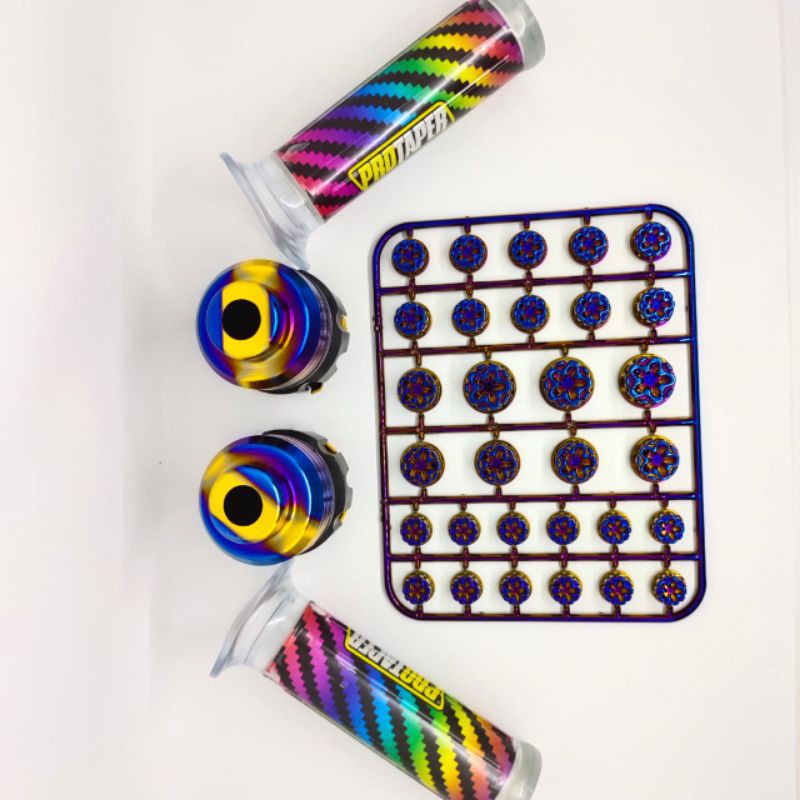 PAKET 3IN1: MONEL FLOWER TWOTONE+JALU AS RODA DEPAN BUAH NAGA TWOTONE+ HANDGRIP PROTAPER PELANGI/UNT