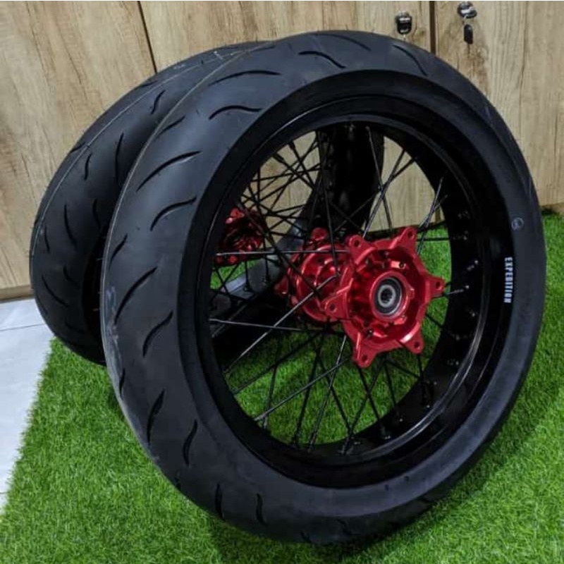 Paket ban set Supermoto CRF Premium ban corsa R46 velg expedition