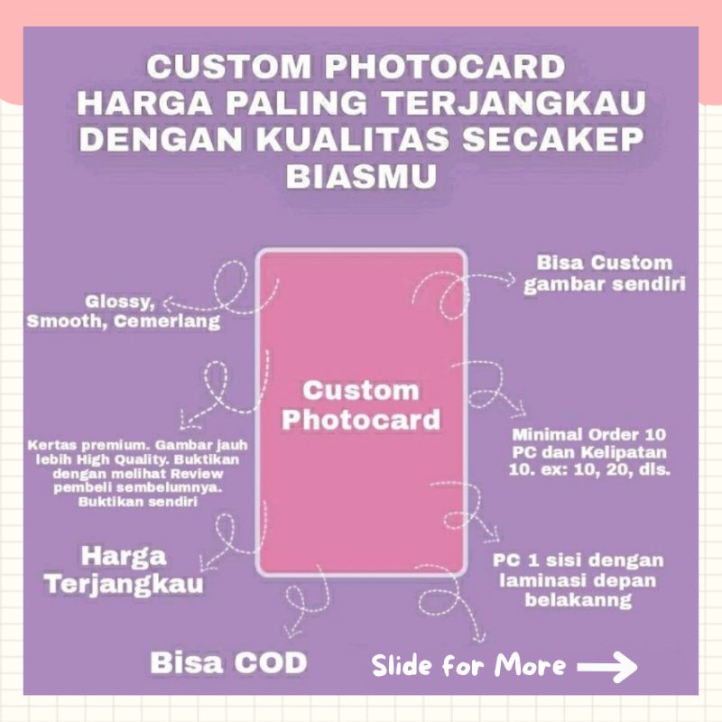 Photocard Custom Bebas Foto  (Jangan Lupa Tambahkan Packing Biar PC Aman Saat Perjalanan) - i.efel -