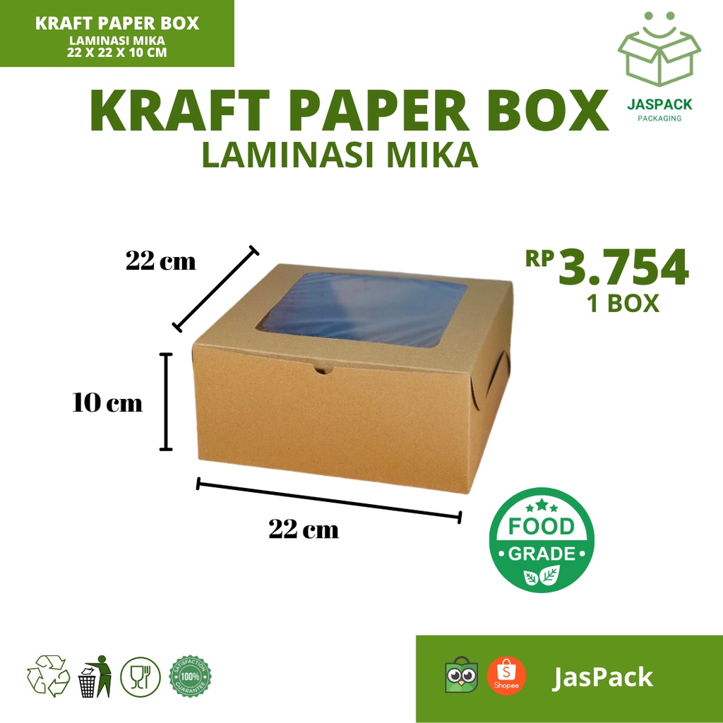 

Dus Kraft Mika Kotak Box Kue Roti Snack Makanan Laminasi Size 22