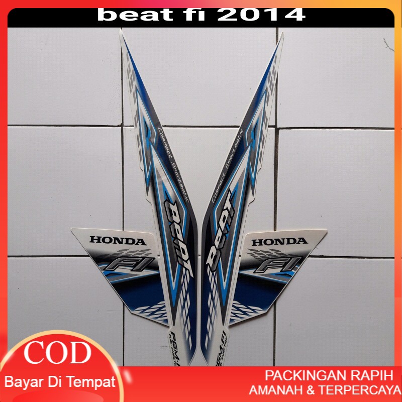 Decal Emblem stiker motor beat fi 2014 full putih biru Terlaris / Termurah