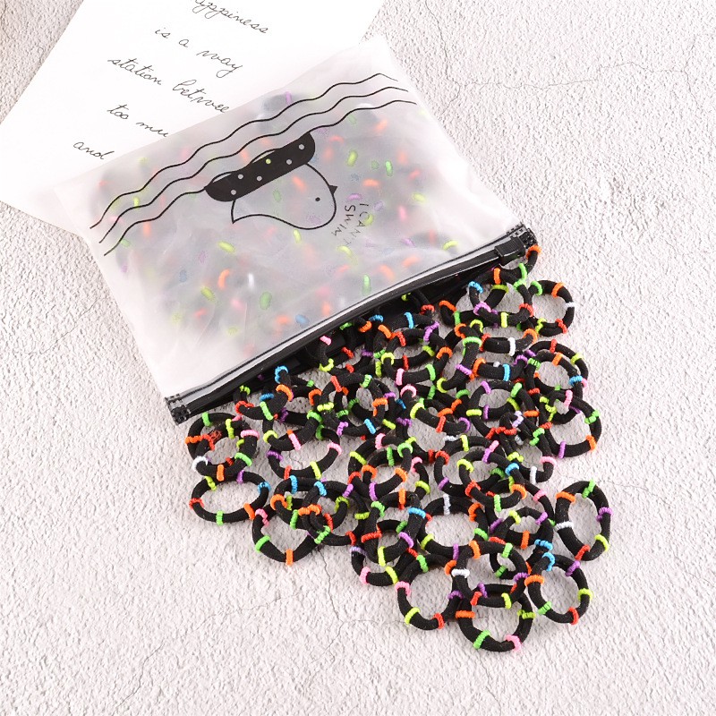 OVERFLOWS.ID 50 Pcs Tali Rambut Donut Dengan Pouch Bunga Daisy Import Ikat Rambut Set Import-Hitam Ring Bebek