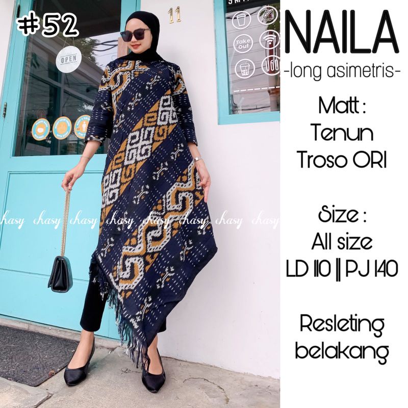 Dress Kain Tenun Troso - Naila Long Asimetris