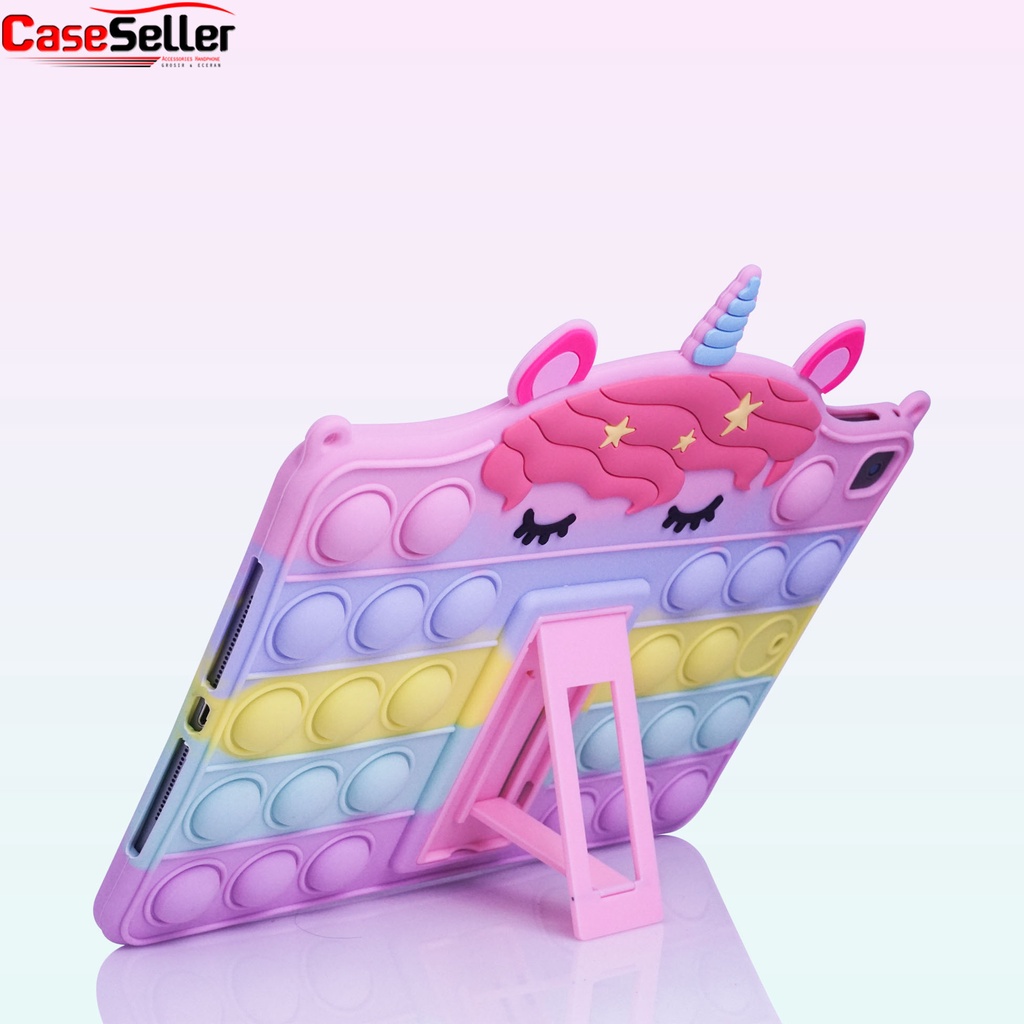 Case Pop It Unicorn + Tali Ipad Mini 6 | Ipad 9.7 2018 | Ipad Air 2/ 6/ Pro 9.7 | Ipad 10.2 2021 Pop It Case Bubble Fidget Sensory Free Strap Tablet