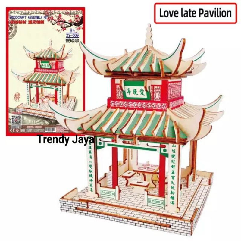 Puzzle 3D DIY Love Late Pavilion Mainan Education Anak (Bahan Kayu)