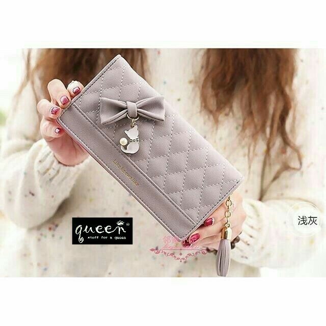 A1 Promo Dompet Wanita Lucu Elegan Bahan Taiga Ukuran 19x9 Warna Ungu Tosca Biru Hitam Fanta Murah