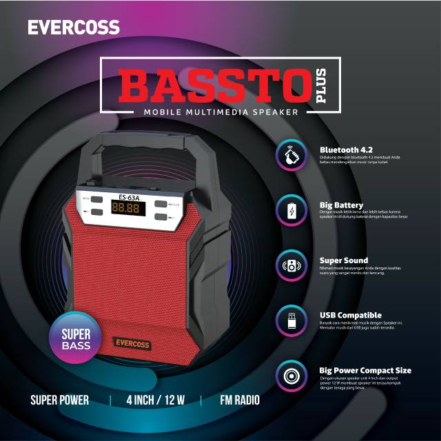 SPEAKER EVERCOSS BASSTO ES63A