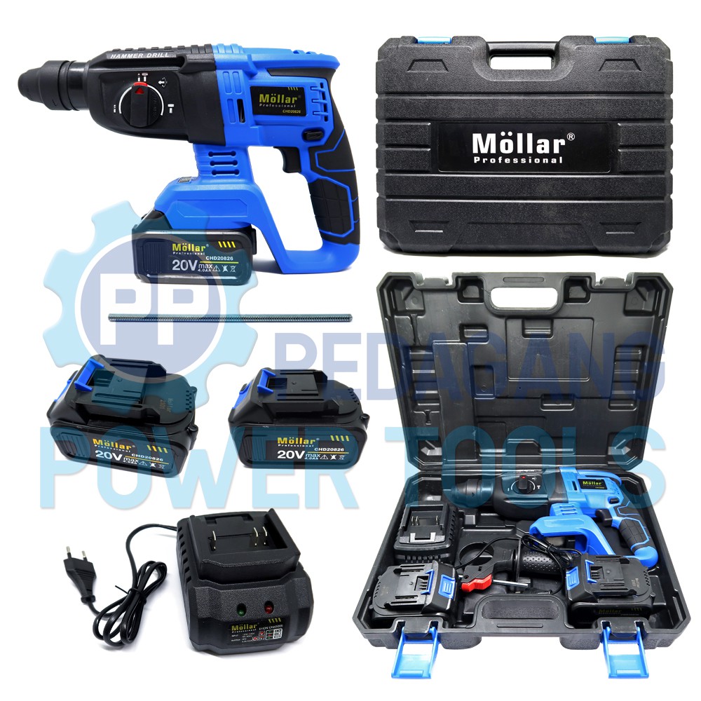 MOLLAR CHD MESIN BOR BOBOK BETON SDS BATERAI 20V CORDLESS HAMMER DRILL