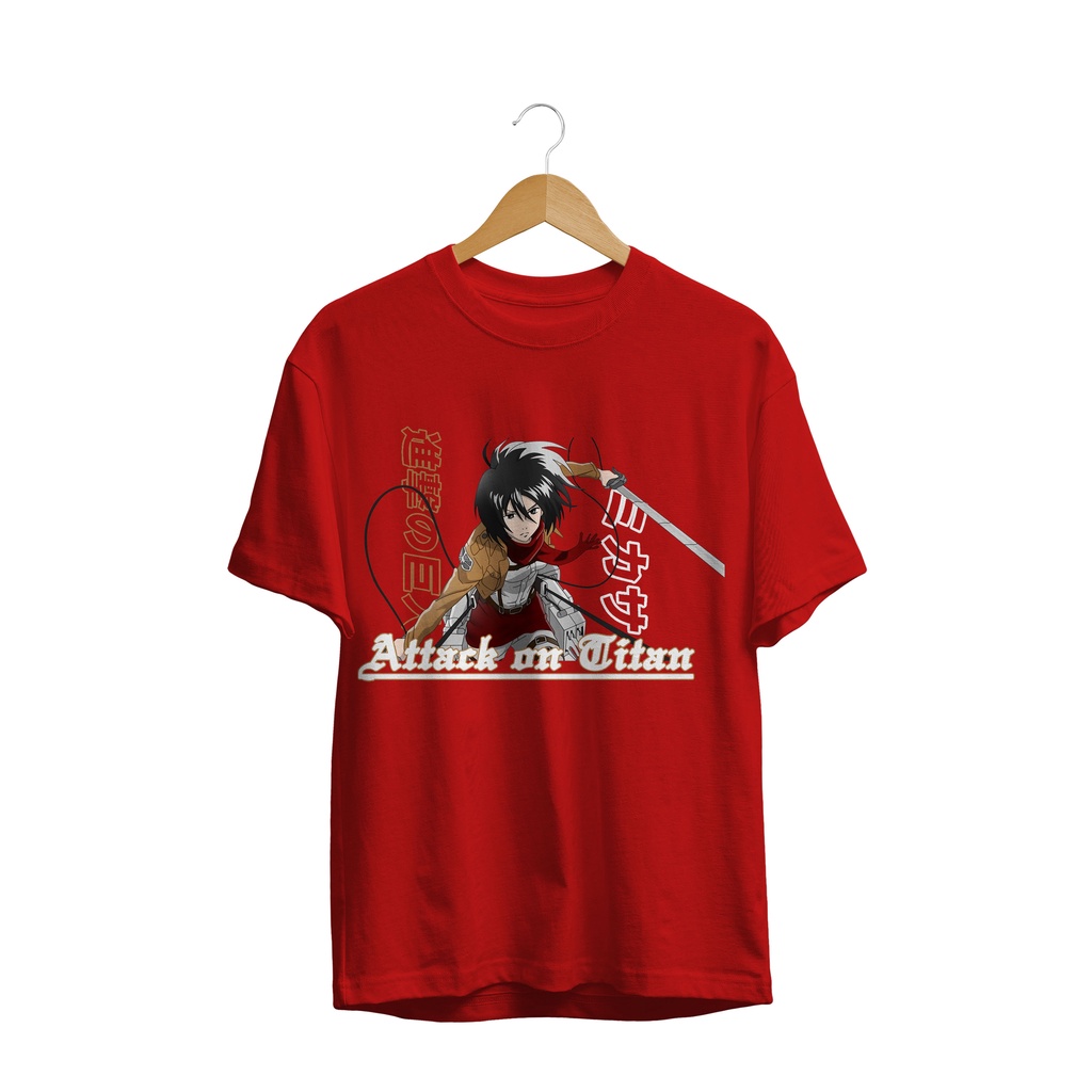 T-SHIRT KAOS DISTRO ANIME ACKERMAN FIGHTER MIKASA SHINGEKI NO KYOJIN AOT PREMIUM