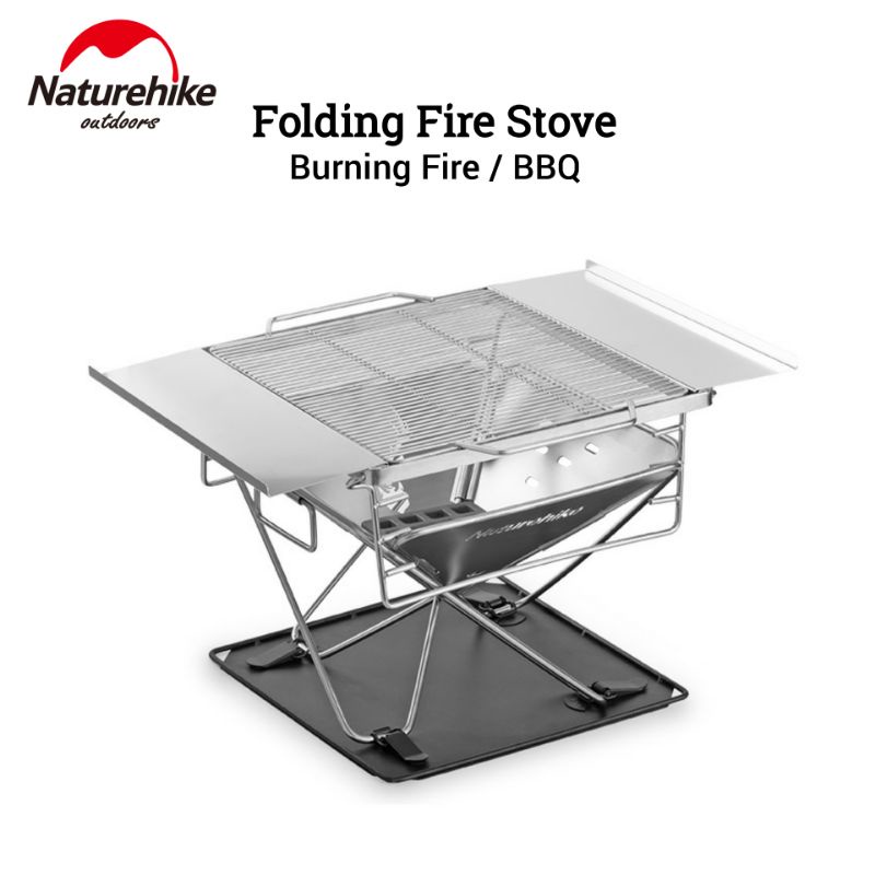 GRILL PORTABLE STAINLESS STEEL NATUREHIKE NH20PJ121 FOLDING FIRE STOVE BURNER ALAT MASAK CAMPING BBQ