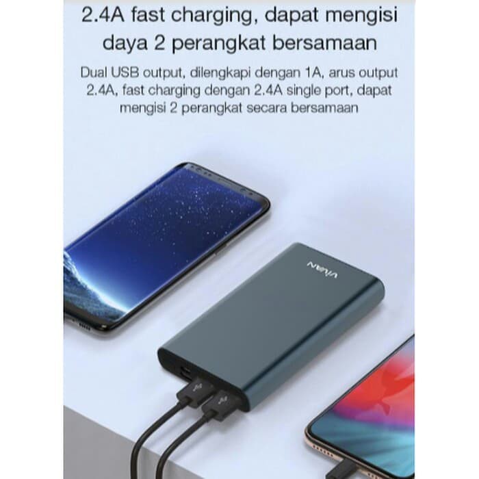 Power Bank Vivan VPB-F10 10000mah 2.4A Fast Charging Blue