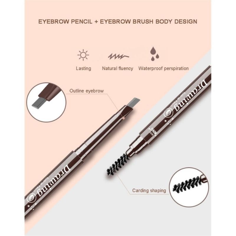 DNM Drawing Eyebrow Brow Definer Pencil - Pensil Alis Tahan Air Tahan Lama - Eyebrow Pencil Waterproof Longlasting