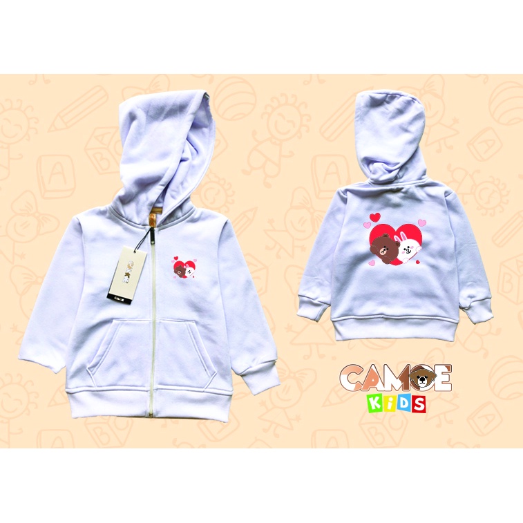 Hoodie Zipper Anak Brown Cony Love Valentine Couple