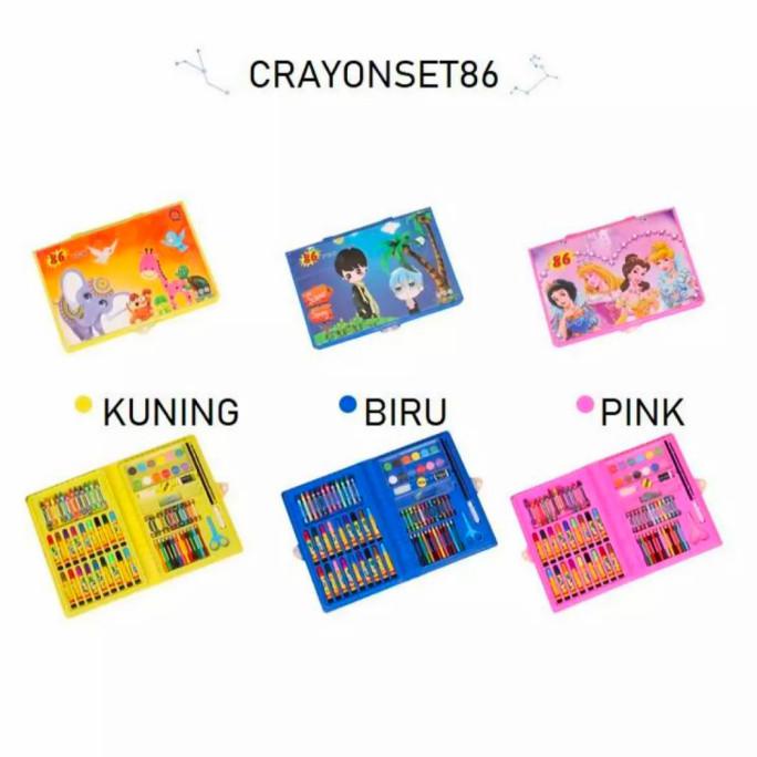 

Stationery set pensil crayon dan cat air lengkap isi 86 - Biru