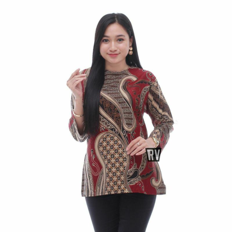 tey-17 Batik Wanita ASJ SA HRB026 Kenogo Kemeja Tosca Pendek Atasan Wanita-model 12