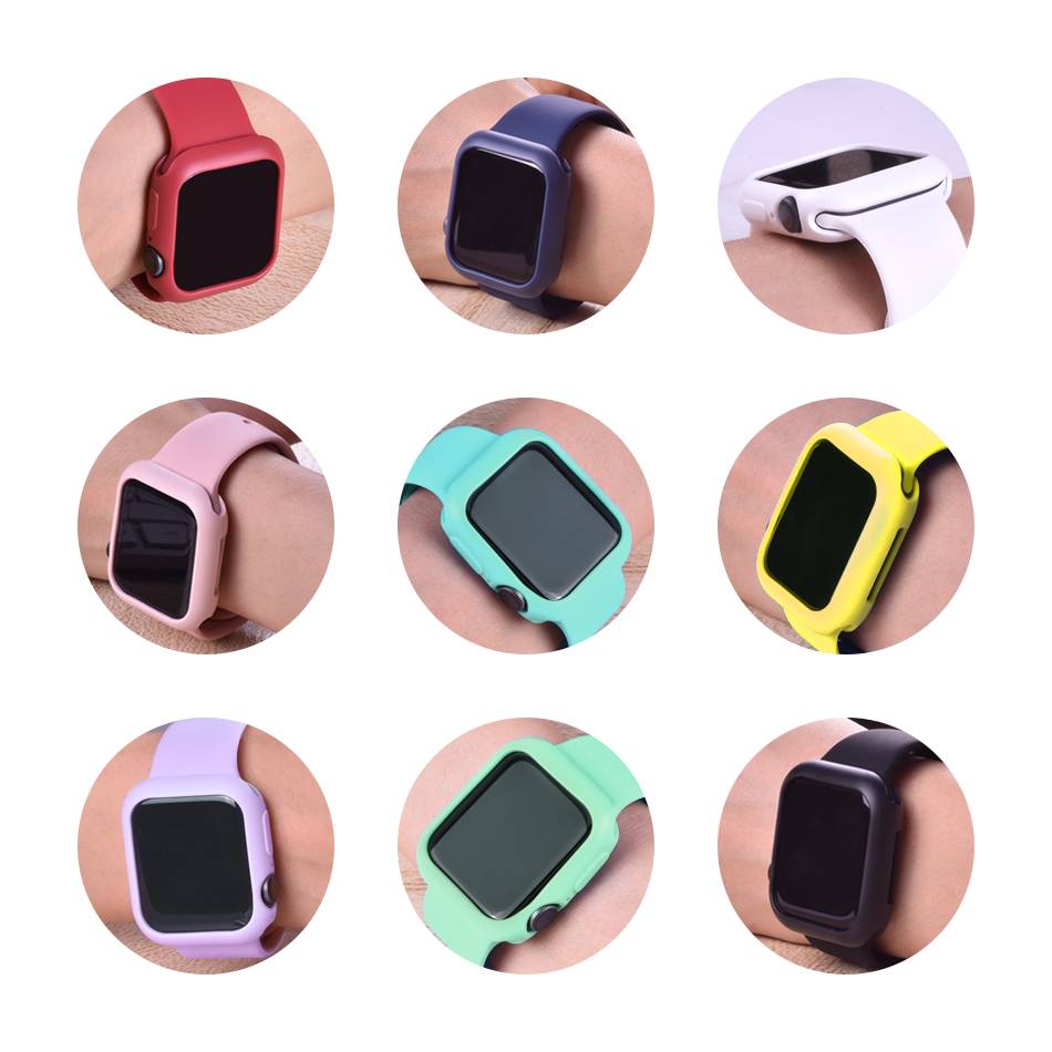 Soft Case Pelindung Bahan Tpu Warna Permen Untuk Apple Watch Se 6 / 5 / 4 / 3 / 2 / 1 38mm 40mm 42mm 44mm