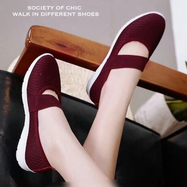 qingshui slempang slip on wanita karet sepatu kekinian