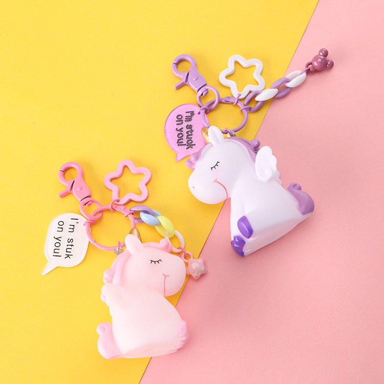 Fantasy Unicorn Five-pointed Star Lollipop Car Keychain Couple Bag Personality Popular Ornaments