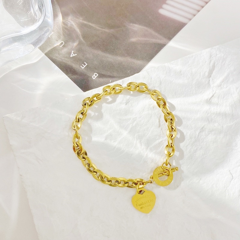 R3 gelang titanium hati rantai cantik diamonde besar