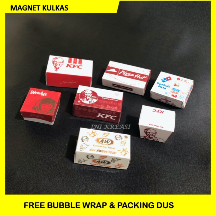 MAGNET MINIATUR TEMPELAN KULKAS DUS FAST FOOD KFC, PIZZA, DOMINO