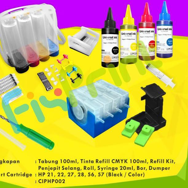 TERLARIS->> Paket Tinta Tabung Infus Dumper Obeng Bor Refill Kit Printer HP Deskjet 2135 1515 2515 2