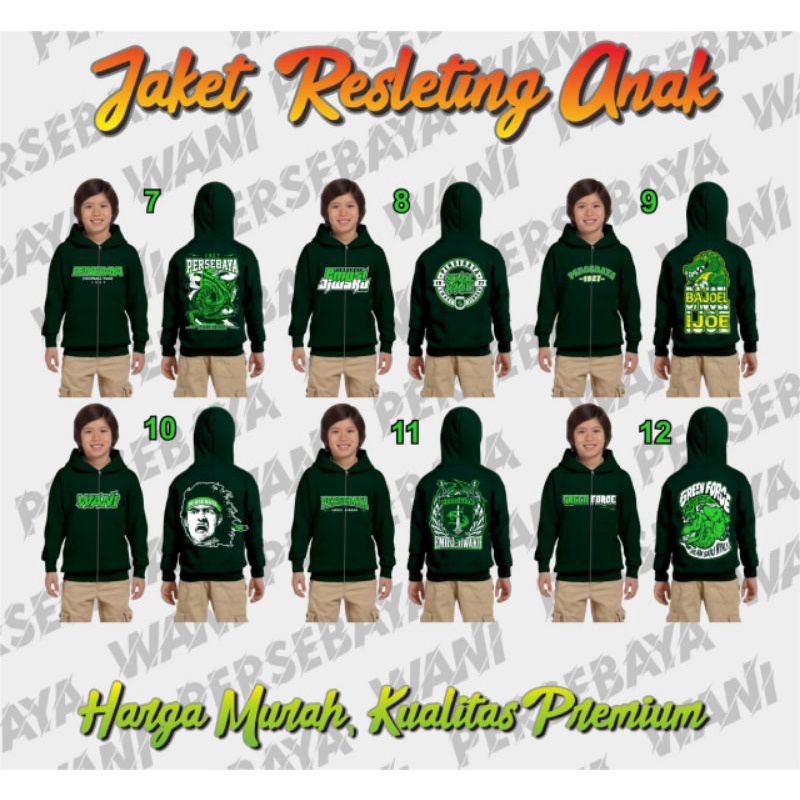 Jaket Hoodie Anak Persebaya Anak Bonek Boncil Bonita Wanita Persebaya Kids