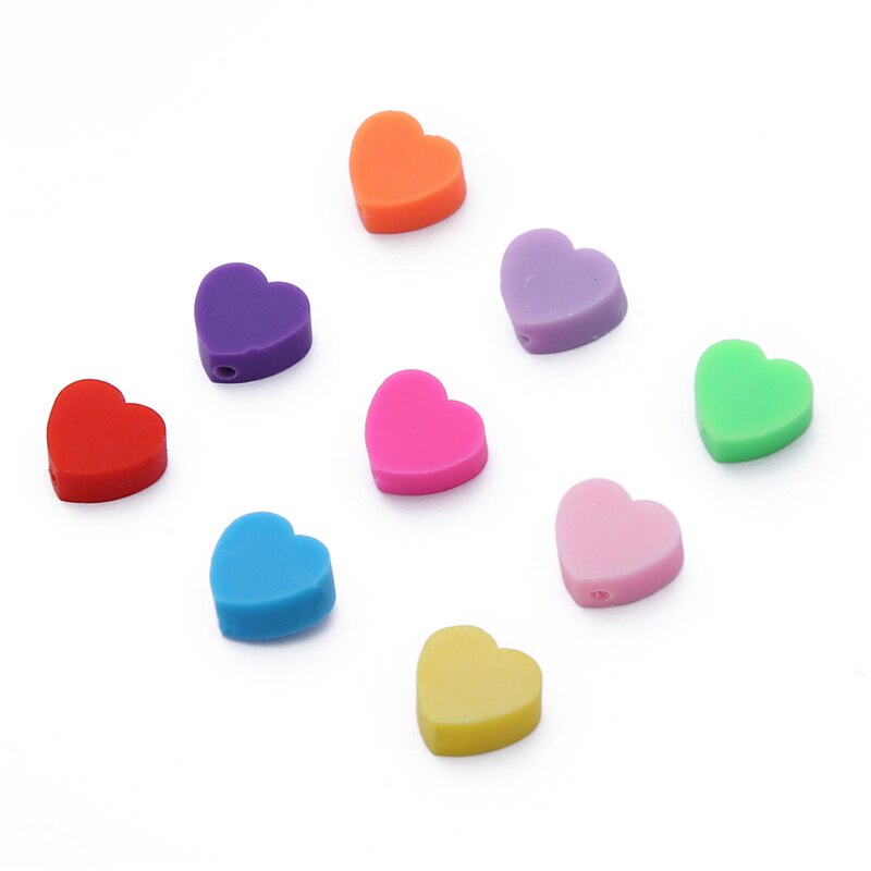 30Pcs/lot 9x10mm Clay Love Heart Spacer Solid Bead Polymer Clay Loose Beads Needlework For Jewelry Making Bracelets Earrings DIY