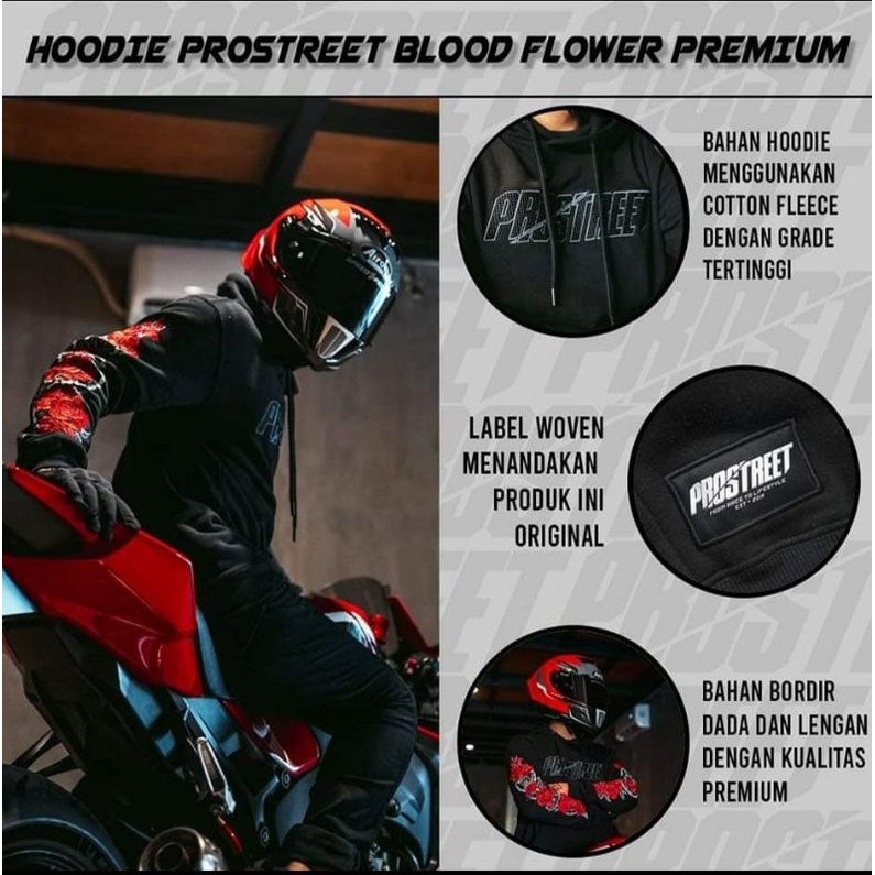 PROSTREET HOODIE PREMIUM BORDIR BLOOD FLOWER BNOB SIZE XL NOT FATHCH SRPROJECT HSTEAM SUNMORI