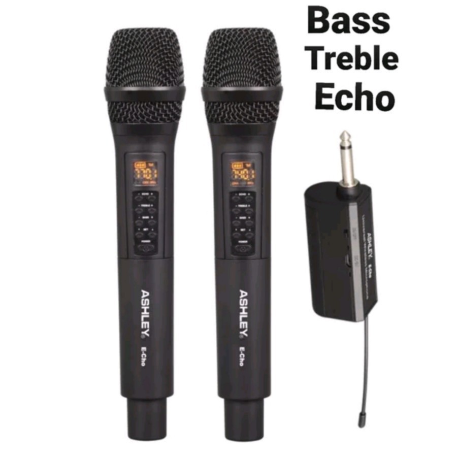 mic wireless ASHLEY ECHO E CHO E-Cho ori biasa atur echo bass treble .