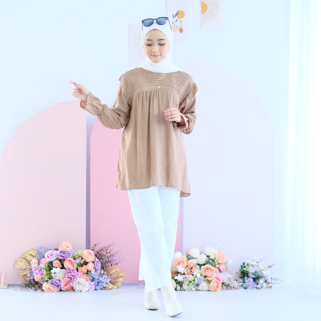 (DBY) BLOUSE BRASIANA PLISKET RUFFLE DAILY BLOUSE RAYON