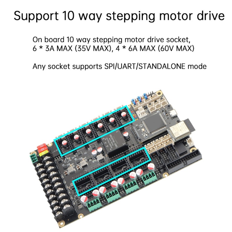 Zzz Spider King Motherboard 10-Axis Stepper Driver Support Clipper / Marlin Untuk Voron