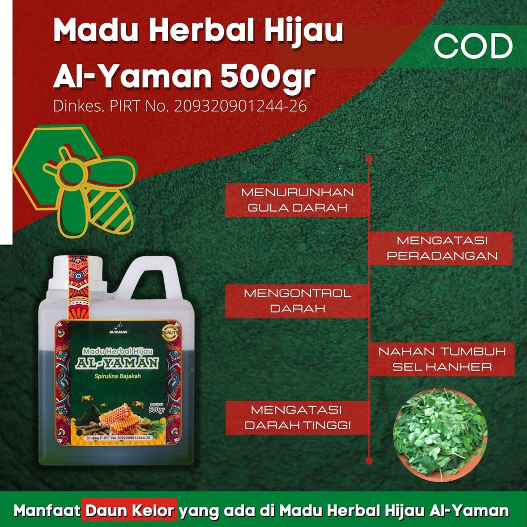 Madu herbal Hijau Herbal Spirulina Bajakah 500gram Untuk Penyakit Lambung