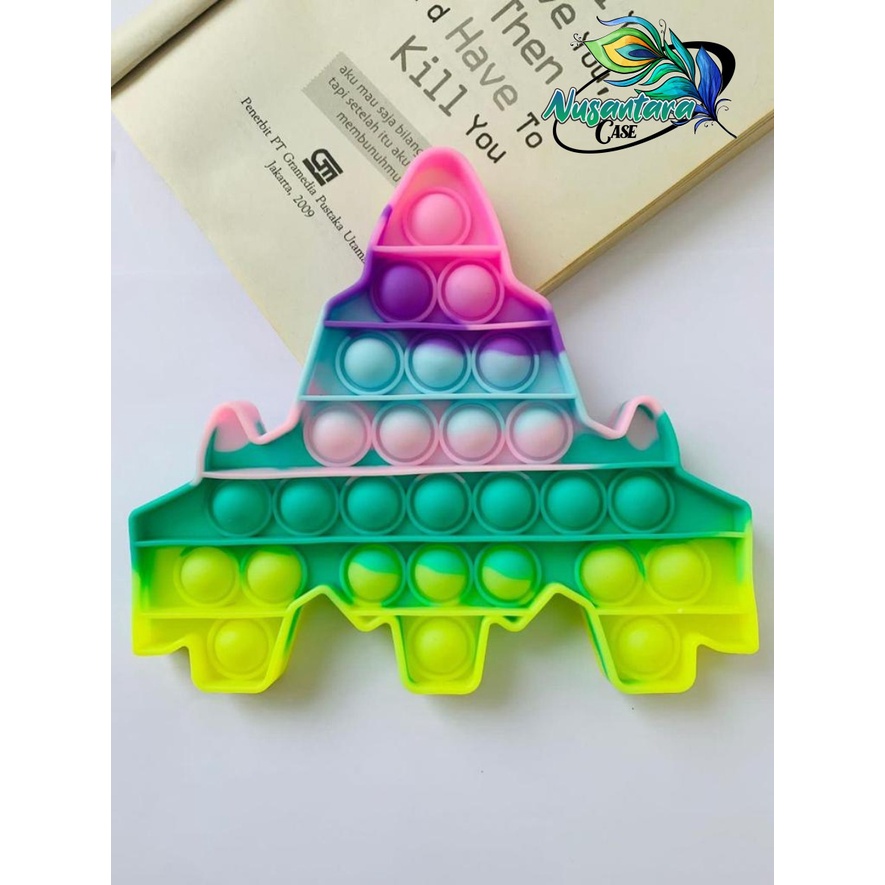 pop it fidget push bubble toys gelembung 3d rainbow pelangi karakter mainan anak NC7433-PESAWAT