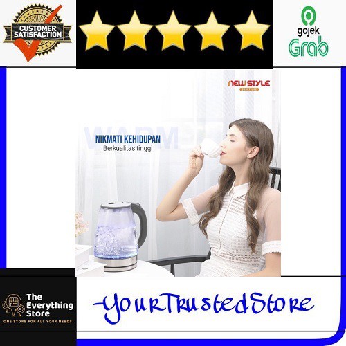 Kettle Listrik Transparan/Teko Listrik Kaca Bening