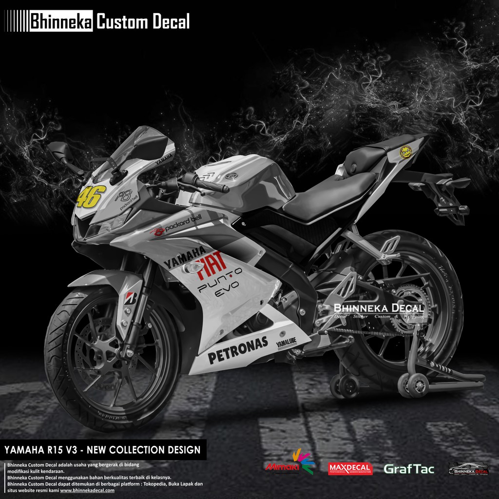 decal yamaha r15 v3 fiat silver sticker full body decal r15