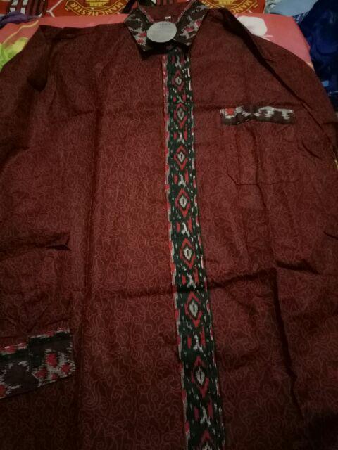 Kemeja Batik Lengan Panjang 033 Risna Batik Hrb026 Kenongo Kemeja Hem Pendek Padi Pekalongan M L Xl.