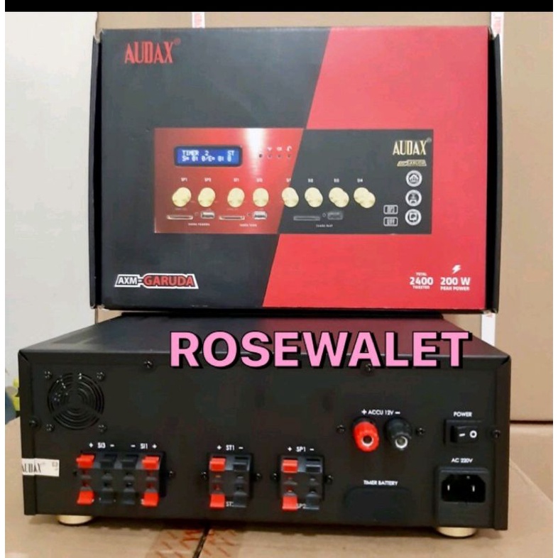 AMPLI AUDAX AXM GARUDA HITAM VERSI TERBARU 3 PLAYER 8 CHANNEL ORIGINAL