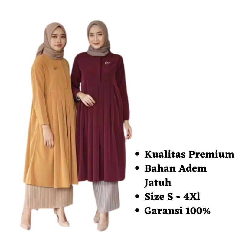 Sayla Fashion | Long Tunik Busui | Fashion Muslim Wanita | Tunik Wolfis Polos Premium Jumbo | Tunik 