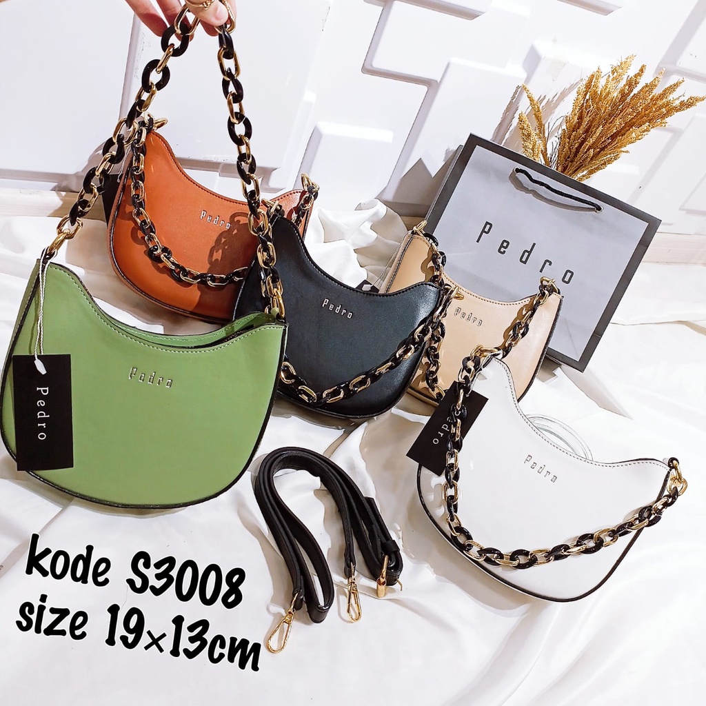 TAS SELEMPANG PE*RO KOI CHAIN SLINGBAG KODE S3008 + FREE PAPERBAG