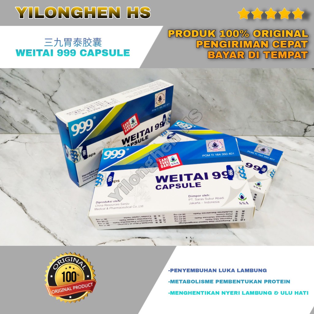 Weitai 999 Capsule Isi 12 Wei Tai Kapsul Obat Sakit Lambung Ulu Hati Maag Gas Asam Lambung Tinggi-2