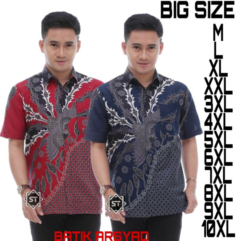 BATIK HEM LENGAN PENDEK SIZE JUMBO M L XL XXL 3XL 4XL 5XL 6XL 7XL 8XL 9XL 10XL