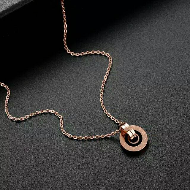 GG kalung Aksen Ring Angka Romawi Titanium #KL-145