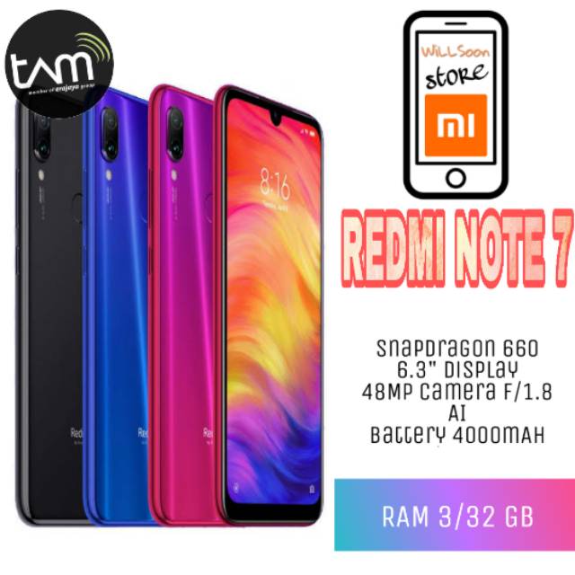 Xiaomi Redmi Note 7 3 32 Gb Garansi Resmi Tam Shopee Indonesia