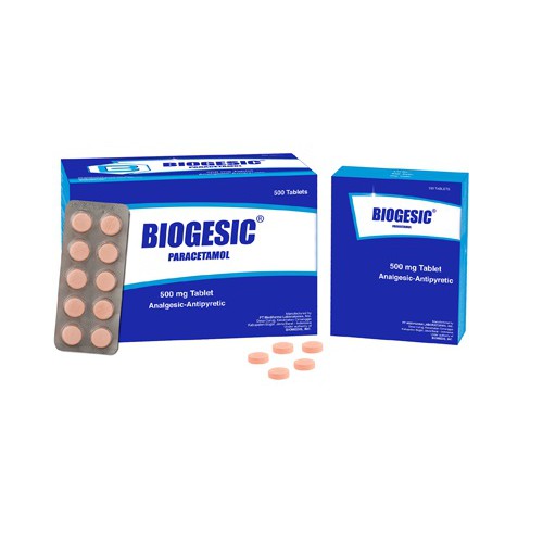 [BOX] Biogesic 500mg 1 Box Isi 25 Strip @100Tab Obat Demam Sakit Kepala Nyeri Sakit Gigi