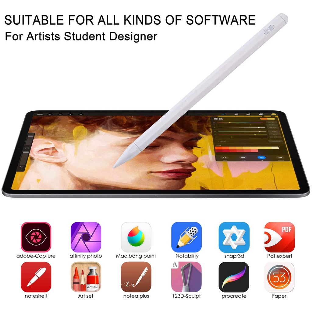 Palm Rrejection Stylus Pen Compatible for iPad 6/7/8/9th gen