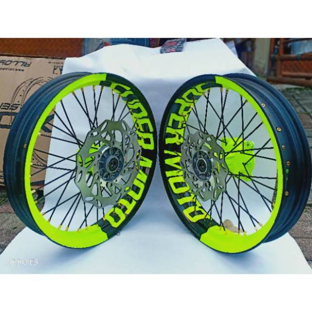 Sepaket Velg SuperMoto Super Moto Klx150  Klx 150 D-Tracker 150 CRF150 L CRF150L WR155 WR 155 Tulisan SuperMoto Vrossi ProTech