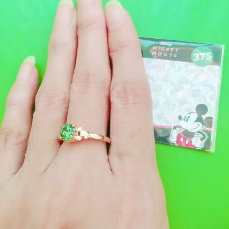 Cincin mickey mouse batu hijau kadar 375