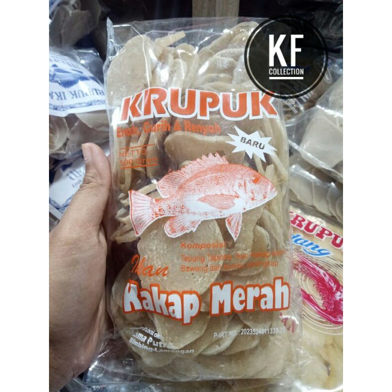 

krupuk kakap merah enak dan gurihh,, kemasan 500gr