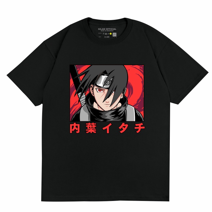 GILAN Baju Kaos T shirt Distro Unisex Gambar Anime Itachi Uchiha Uchiha Clan Sasuke Naruto Versi 1
