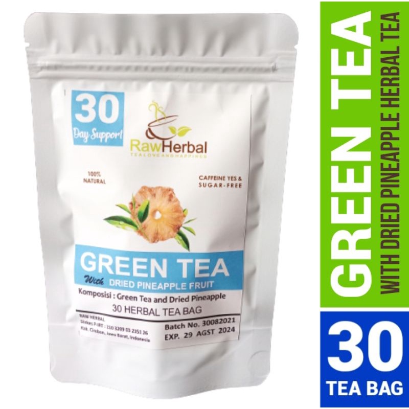 Green Tea With Dried Pineapple Fruit Herbal Tea Infuson - 30 Tea Bag